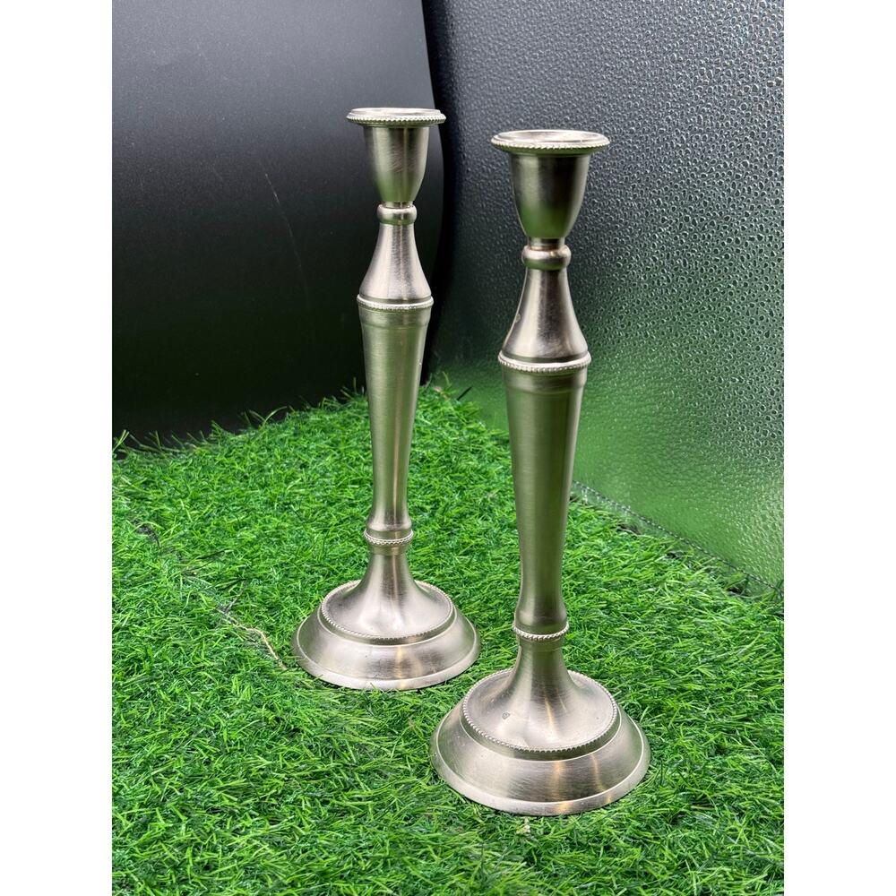 Biedermann & Sons Pewter Candlestick Holders – Set of 2 - 9.75”
